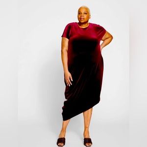 Universal Standard Velvet Geneva Dress S 14-16 Deep Red NWT